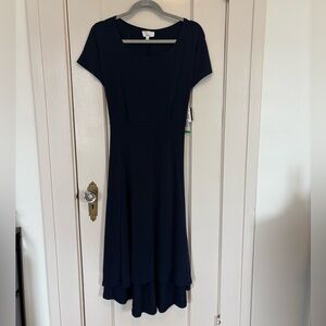 Signature Robbie Bee-Inspired High-Low Dress Navy Blue Size Large NWT